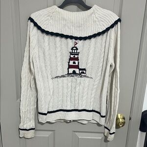 Maeve Cream and Black Cowl Neck Sweater